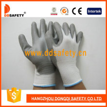 Nylon/Polyester PU Coated on Palm and Fingers Gloves (DPU108)